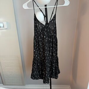 Urban Outfitters Black Summer Dress with White Floral Design